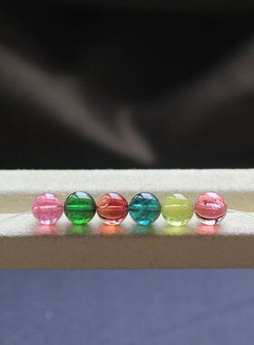 天然碧玺红绿紫圆珠隔珠