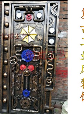 复古工业机械金属酒吧铁艺门餐厅