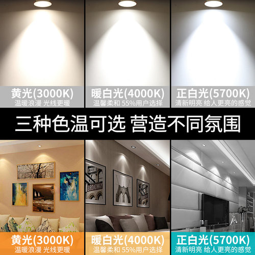 雷士照明LED射灯7.5公分3W5W7W客厅卧室过道天花灯牛眼灯NLED100A - 图1