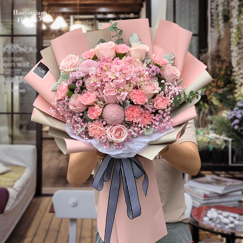 母亲节温州鲜花速递同城玫瑰康乃馨混搭花束长辈生日订花店送上门 - 图1