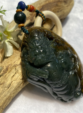 和田玉析木河磨玉钟馗手把件