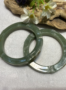 和田玉析木河磨玉手镯竹子手串