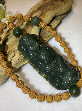 和田玉析木河磨玉财神手把件