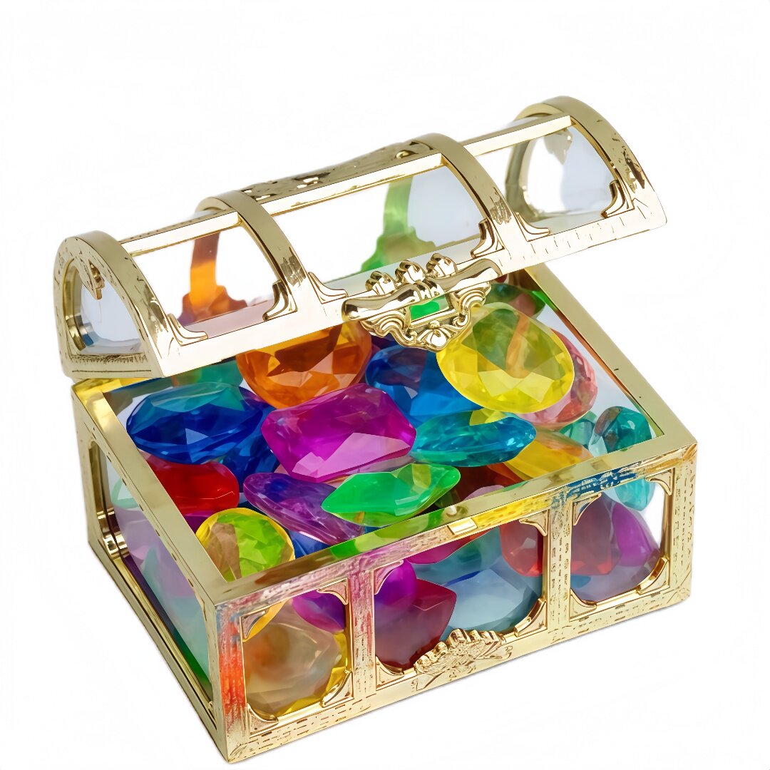 儿童水晶宝石玩具七彩亚克力钻石配海盗小宝箱盒男女童生日礼物,淘宝优惠券,粉丝福利购,淘宝优惠卷