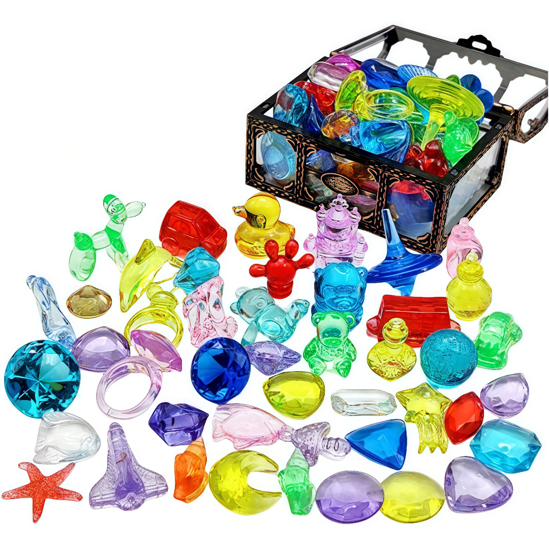 儿童水晶宝石玩具七彩亚克力钻石配海盗小宝箱盒男女童生日礼物,淘宝优惠券,粉丝福利购,淘宝优惠卷