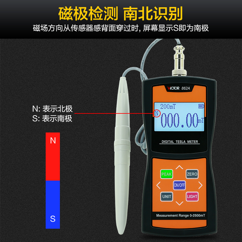 胜利高斯计数字磁场磁力磁性强度检测仪高精度特斯拉计磁通测磁仪 - 图2