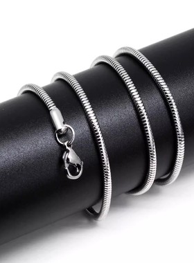 时尚个性圆蛇链无吊坠钛钢裸链条单链子气质蛇骨长项链百搭配饰品