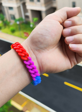 不束手麻花潮男女生能量手镯环圈迷彩六段色时尚简约镂空硅胶腕带