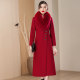 Wool mid-length fox fur collar woolen jacket