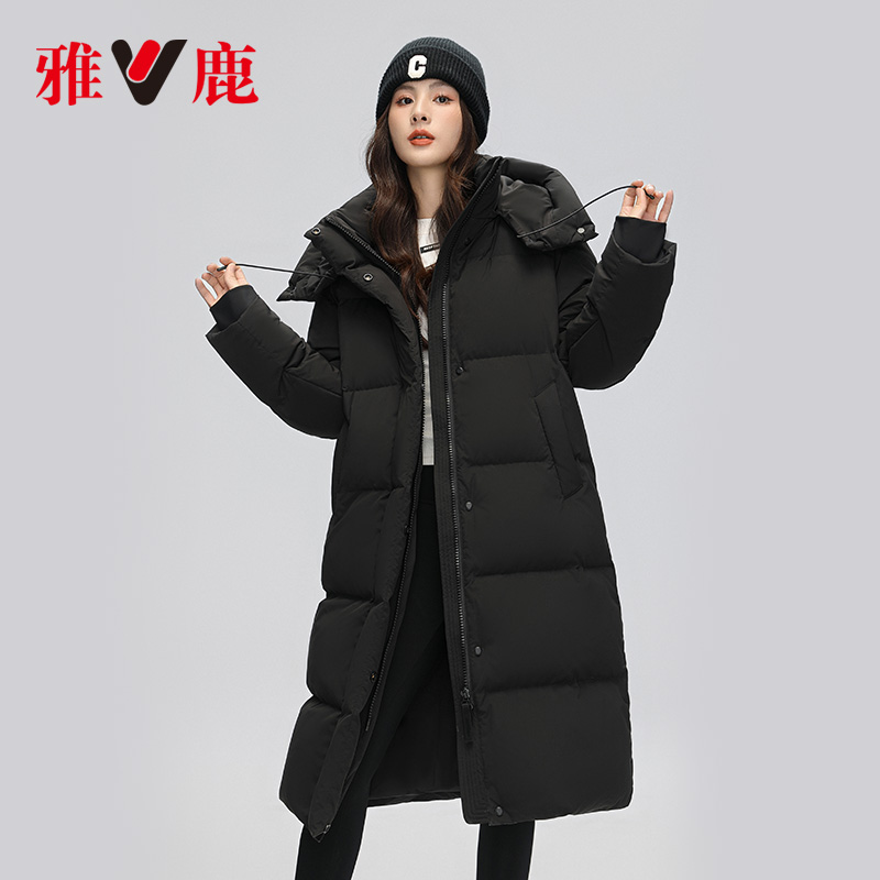 雅鹿白色羽绒服女中长款加厚2025年新款爆款长款过膝极寒保暖外套 - 图0