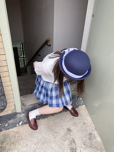 珠珠家小礼帽jk制服搭配圆顶帽子校供感飘带毛呢帽水手服幼稚园 - 图1