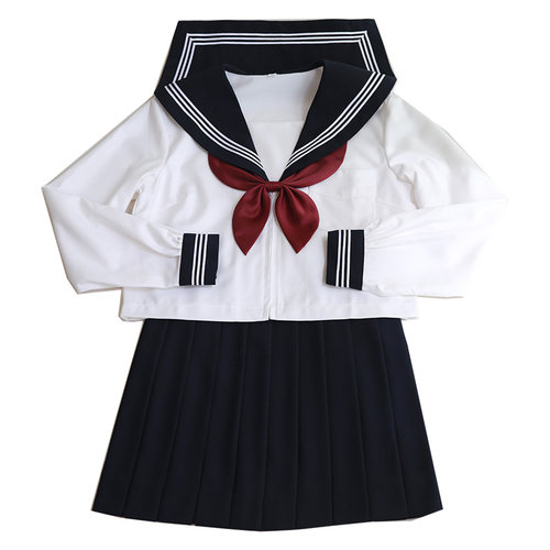 春秋日系正版jk制服校供感基础款白三本水手服套装学院风文艺少女 - 图3