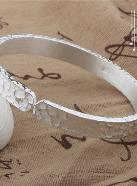 足银999情侣手环定制锤印