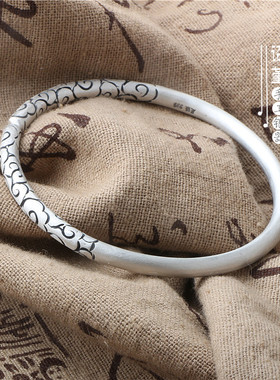 民族风开口足银金箍棒情侣手环