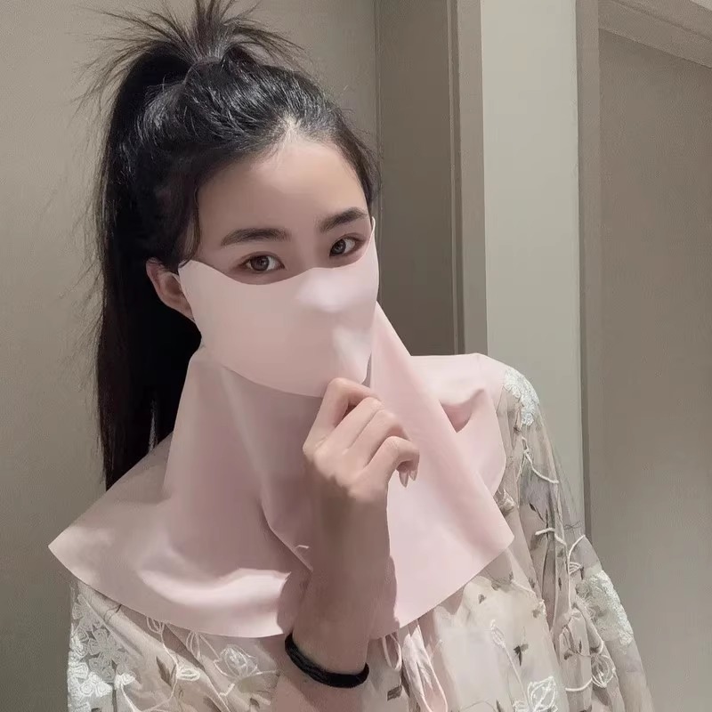 防晒面罩全脸防紫外线护颈可喝水口罩2025新款开口透气遮阳骑行纱 - 图1