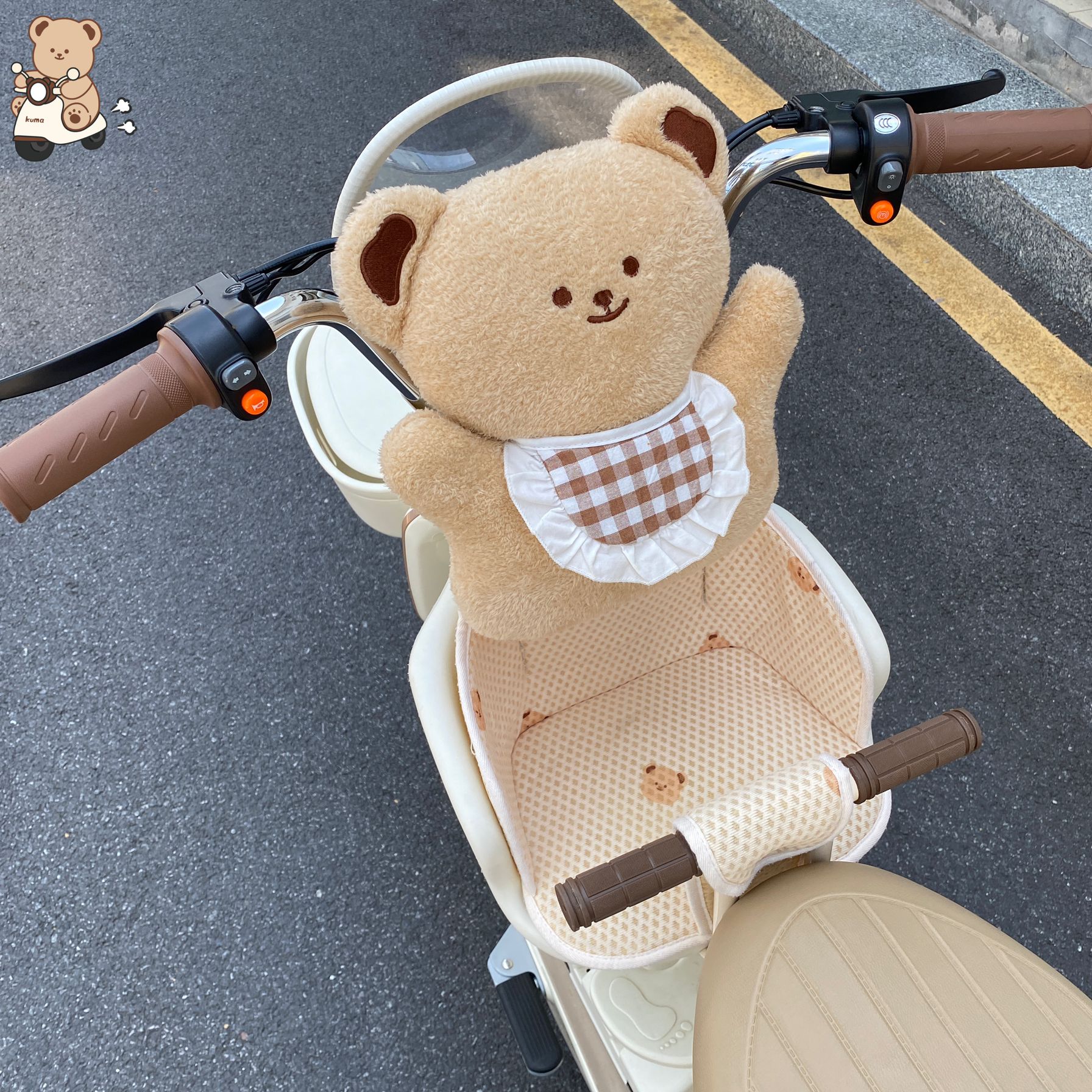 电动车防撞垫加大加厚儿童座椅保护垫可爱玩偶电瓶车婴儿防撞头垫 - 图0