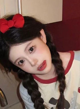 可爱少女日系Kitty同款蝴蝶结发夹充棉侧边发卡甜美卡通领结发饰