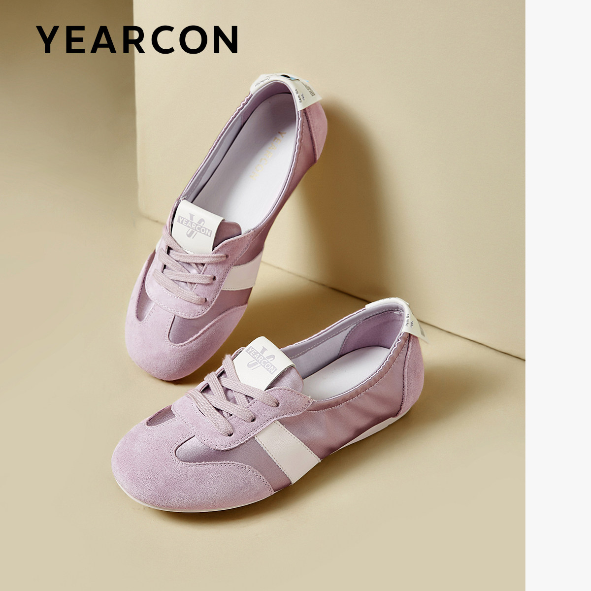 意尔康真皮浅口软底德训鞋女2026春秋款法式平底芭蕾舞鞋运动鞋,淘宝优惠券,粉丝福利购,淘宝优惠卷