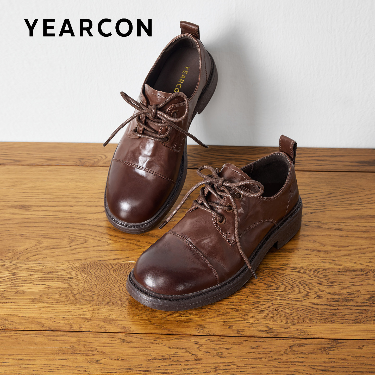 意尔康高端真皮乐福鞋女2026春秋款粗跟厚底深口英伦风复古小皮鞋,淘宝优惠券,粉丝福利购,淘宝优惠卷