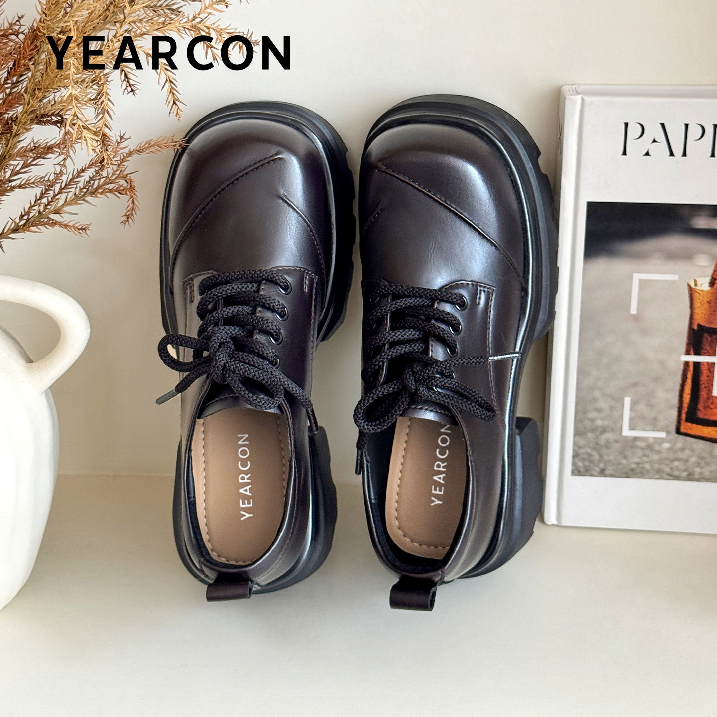 意尔康厚底系带乐福鞋女2026款春秋复古学院风深口小皮鞋jk单鞋,淘宝优惠券,粉丝福利购,淘宝优惠卷