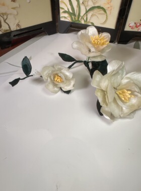 手工制作栀子花发簪发钗汉服配饰古风簪子新中式旗袍