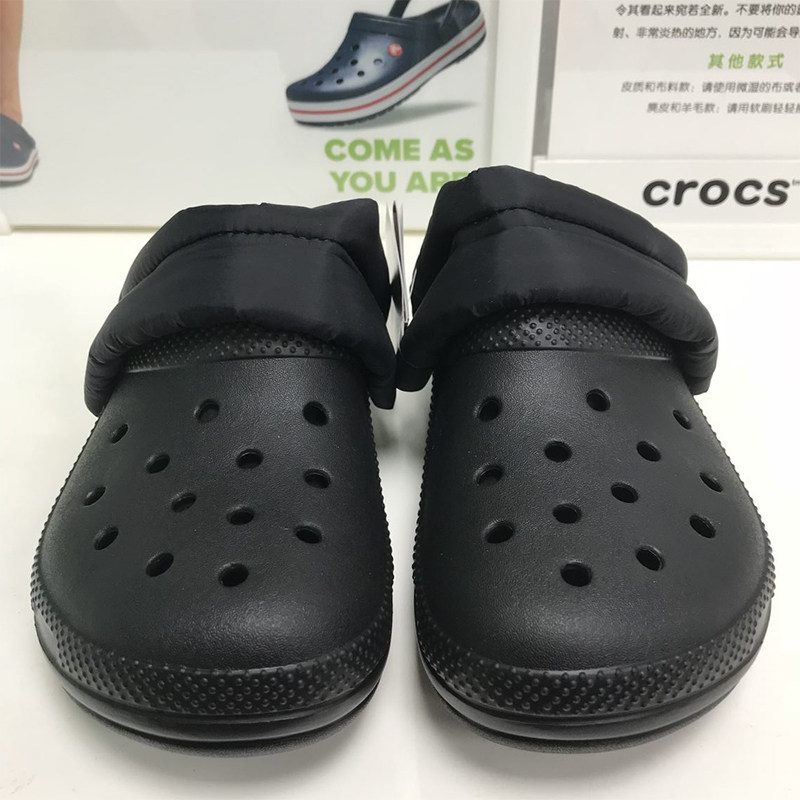 crocs卡骆驰加绒洞洞鞋冬季女保暖拖鞋毛毛鞋加棉新款男鞋206589_虎窝淘