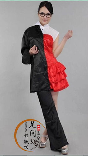 双面人服装达人秀半裙半裤同款男女反串阴阳雌雄同体搞笑演出服装 - 图0