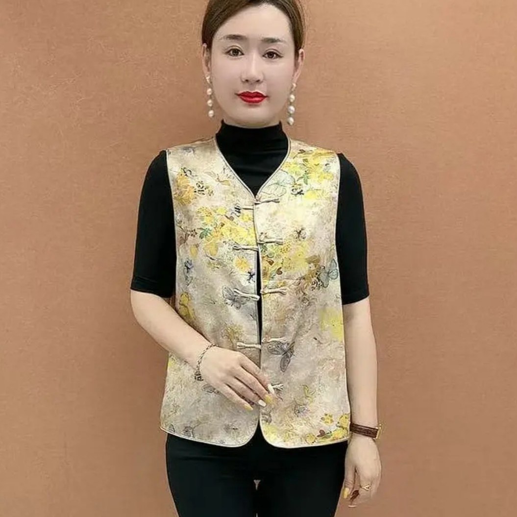 中式国风气质马甲时尚复古提花坎肩背心盘扣女装新款妈妈无袖上衣,淘宝优惠券,粉丝福利购,淘宝优惠卷