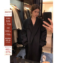 HyEYGIRL Black Coes annual great clothes town shop wang fried classic version positive shoulder wool great coat for womens winter