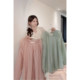 L020 Ouni pleated temperament puff sleeve shirt loose