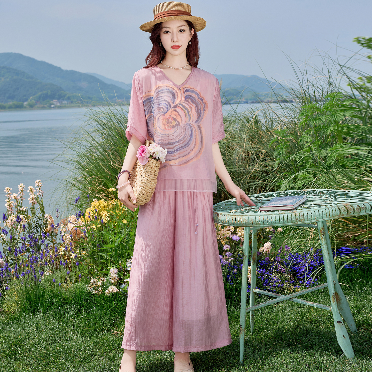 爆款时尚套装女夏装新款胖妈妈宽松遮肉显瘦洋气一整套穿搭两件套 - 图2