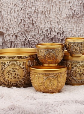 黄铜百福缸聚财招米聚宝盆摆件