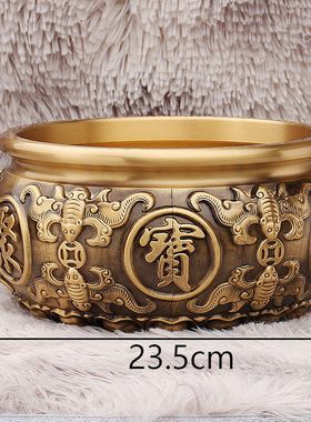 黄铜双鱼聚宝盆家居装饰摆件风水