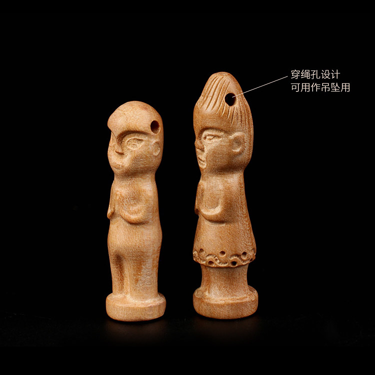 桃木人 男款  小人雕刻挂件宝宝人物压惊手工男女款 圆雕木雕