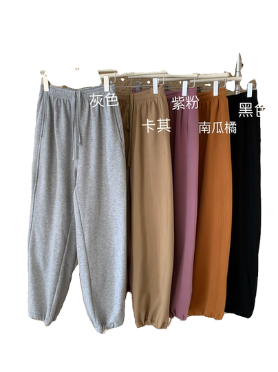 抽绳束脚加绒卫裤女2025冬季韩版宽松休闲运动长裤垂感百搭阔腿裤