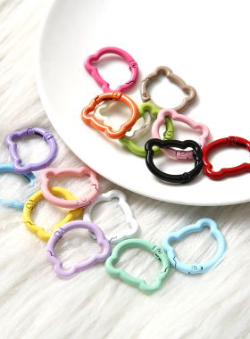 彩色烤漆小熊弹簧扣 DIY 手工饰品配件 钥匙扣包包挂环材料