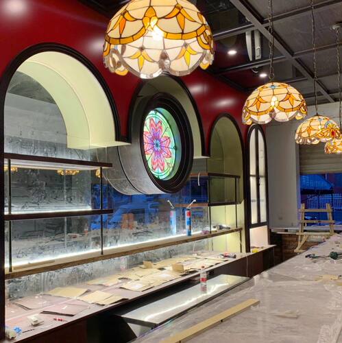 欧式复古彩色玻璃酒吧西餐厅创意田园卧室玄关琉璃巴洛克风格吊灯 - 图0
