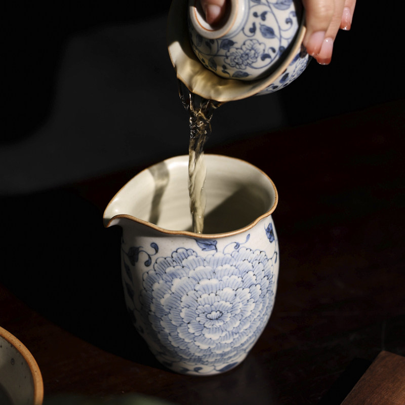 【朴云堂  青花手绘公道杯】茶道配件手工分茶器,淘宝优惠券,粉丝福利购,淘宝优惠卷