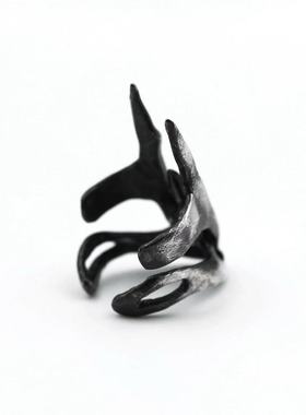 【AGD】龢「纵目」手工设计戒指男女同款盔甲戒暗黑百搭开口镀银