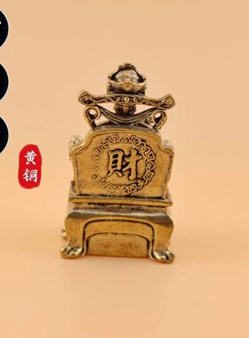 黄铜财神爷文财神聚宝盆摆件