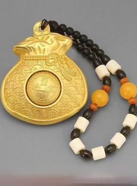 金色黄铜福袋时来运转摆件