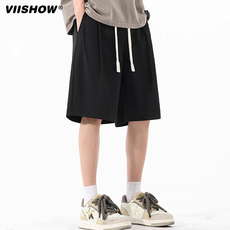 VIISHOW薄款黑色休闲裤男美式外穿运动短裤宽松直筒新款五分裤男,淘宝优惠券,粉丝福利购,淘宝优惠卷