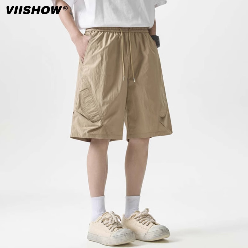 VIISHOW冰丝速干休闲短裤男2025夏季薄款美式工装裤宽松百搭裤子,淘宝优惠券,粉丝福利购,淘宝优惠卷
