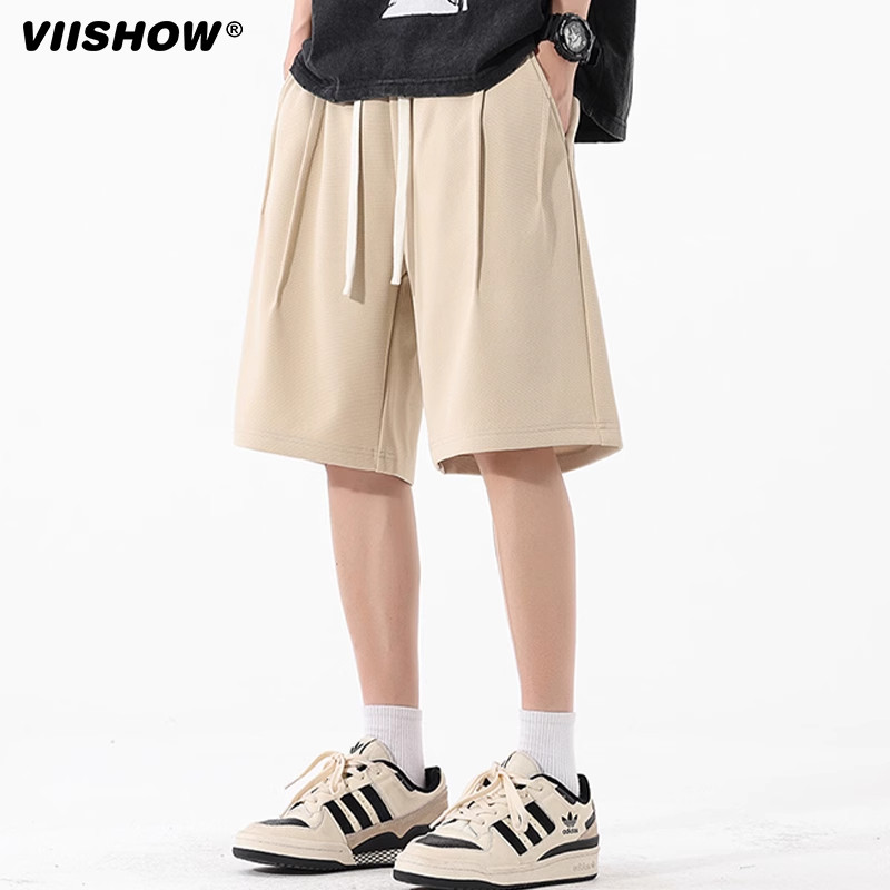 VIISHOW薄款黑色休闲裤男美式外穿运动短裤宽松直筒新款五分裤男,淘宝优惠券,粉丝福利购,淘宝优惠卷