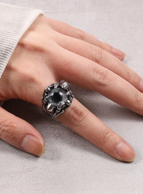 朋克戒指恶魔之眼男士设计感个性复古高街钛钢嘻哈夸张小众高级感