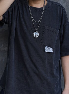 欧美照妖镜骷髅男士朋克风毛衣链