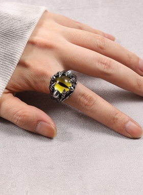 新款男戒恶魔之眼暗黑风霸气男士戒指潮人个性钛钢街头朋克理发师