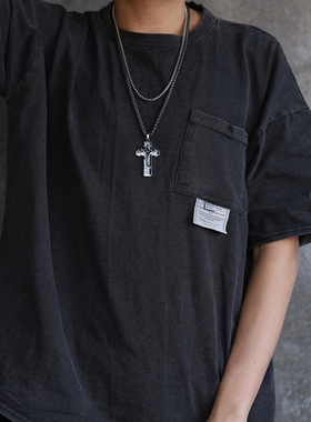 霸气多层十字架时尚街头韩版男士项链朋克钛钢吊坠挂链嘻哈毛衣链