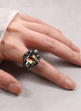 朋克戒指骷髅个性男士复古潮人钛钢嘻哈街头恶魔之眼潮男欧美霸气
