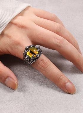 朋克戒指骷髅恶魔之眼个性男士复古舞者钛钢嘻哈街头潮男欧美霸气